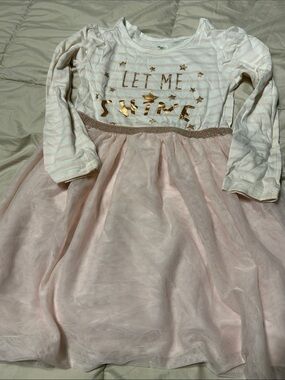 dip Girls Pink and Gold 'Let Me Shine' Long Sleeve Tulle Dress